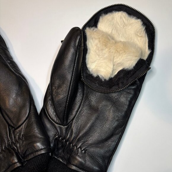 NWT Echo Zip Top Faux Fur Leather Mitten L/XL Black - Picture 4 of 6